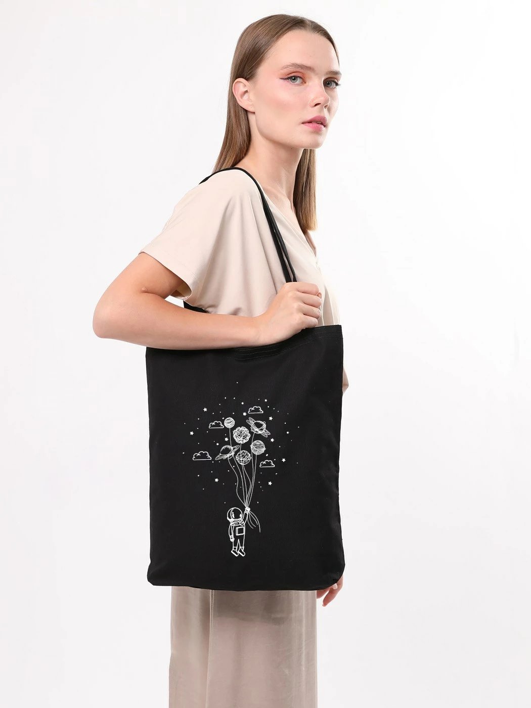 Torbë tote Zoozie Bags, e zezë, 35x40x8cm, 1436