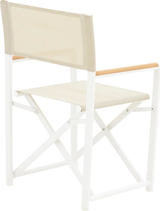 Tavolinë me karrige Mabu-Nares, 7 pjesë, alumin i bardhë dhe dru, 180x90x72.5 cm