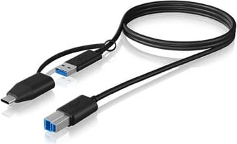 Kabllo USB 3.2 ICY BOX IB-CB032, 1m, USB-B në USB-A me adapter USB-C, e zezë