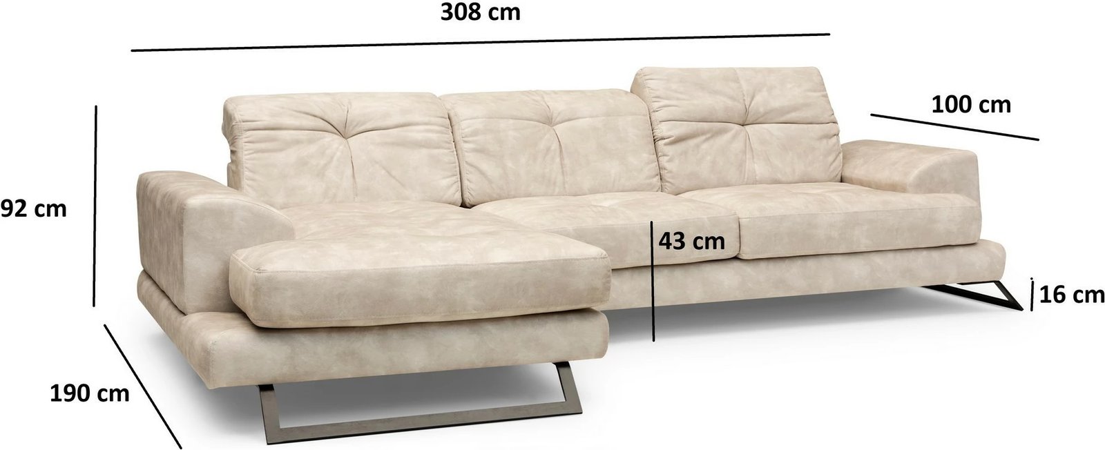 Kënd-sofë Frido, kënd i majtë, bezhë, Atelier del Sofa