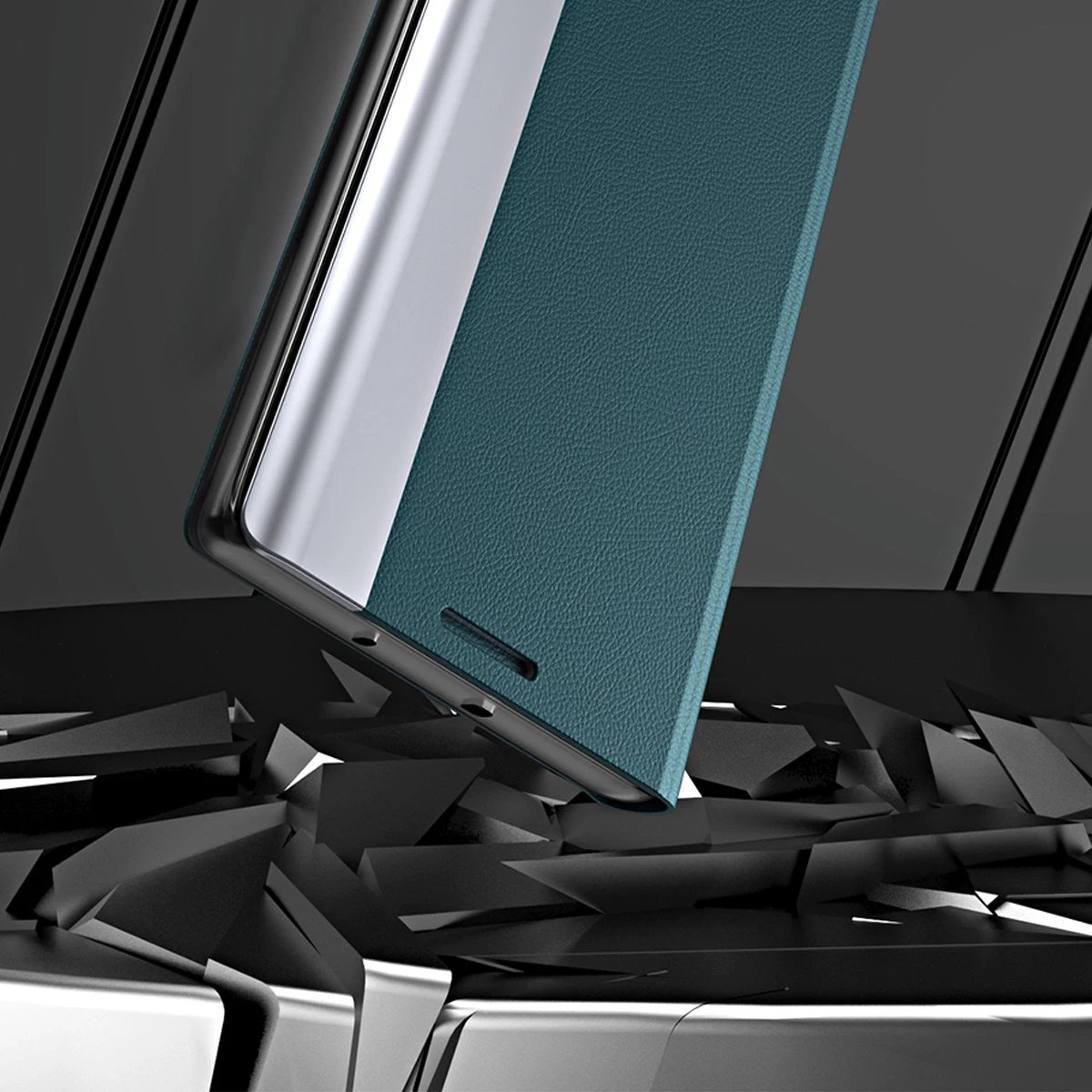 Mbështjellës Hurtel Sleep Case Pro për Samsung Galaxy A13, me kapak dhe mbajtëse, i zi