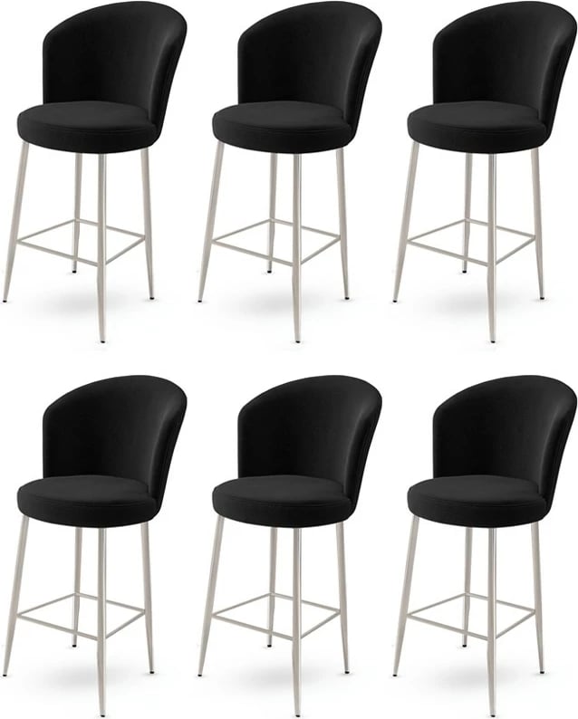 Set karrigesh për bar (6 copë), Hanah Home, Alte, e zezë, krom