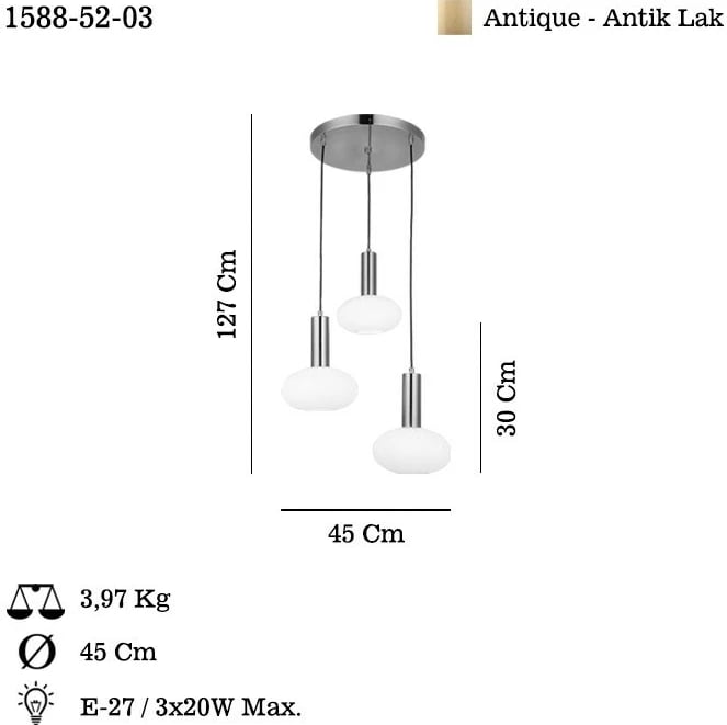 Llambë tavani Opviq, Kabo - 52-03, ngjyrë antike
