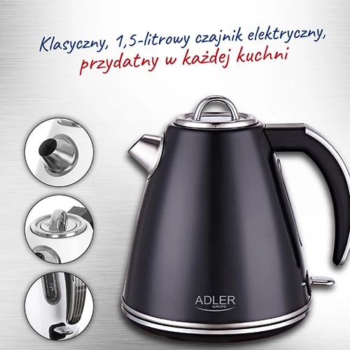 çajnik elektrik Adler AD 1343 1.5 L inox STRIX i zi