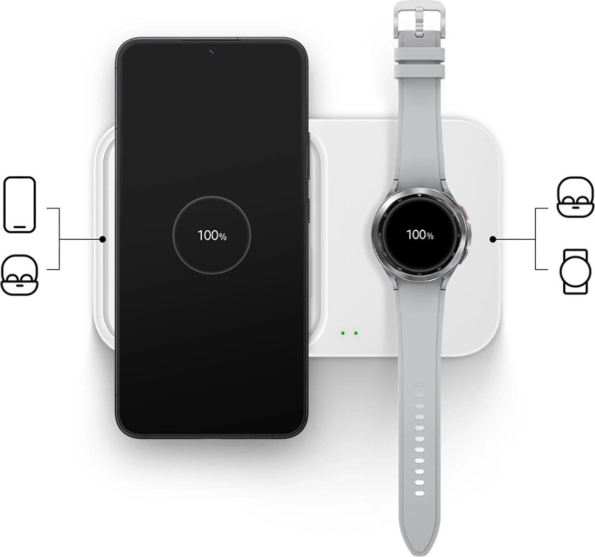 Karikues wireless Samsung Wireless Charger Duo EP-P5400TWEGEU, 15W, me kabllo USB-C, i bardhë, set