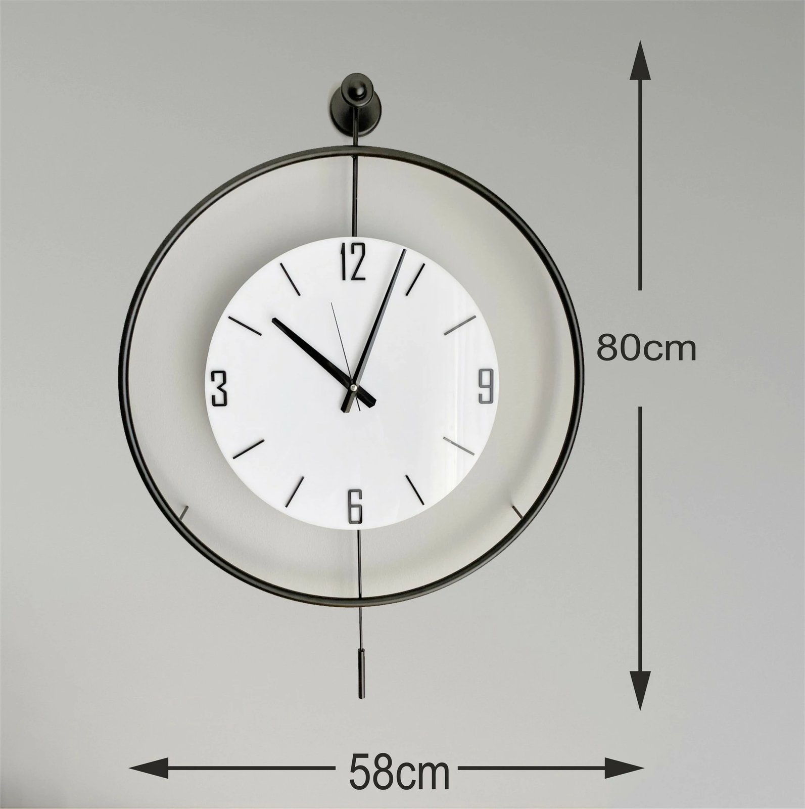 Orë muri dekorative prej metali, Wallity Mclock-00108, e zezë, 58x80x7 cm