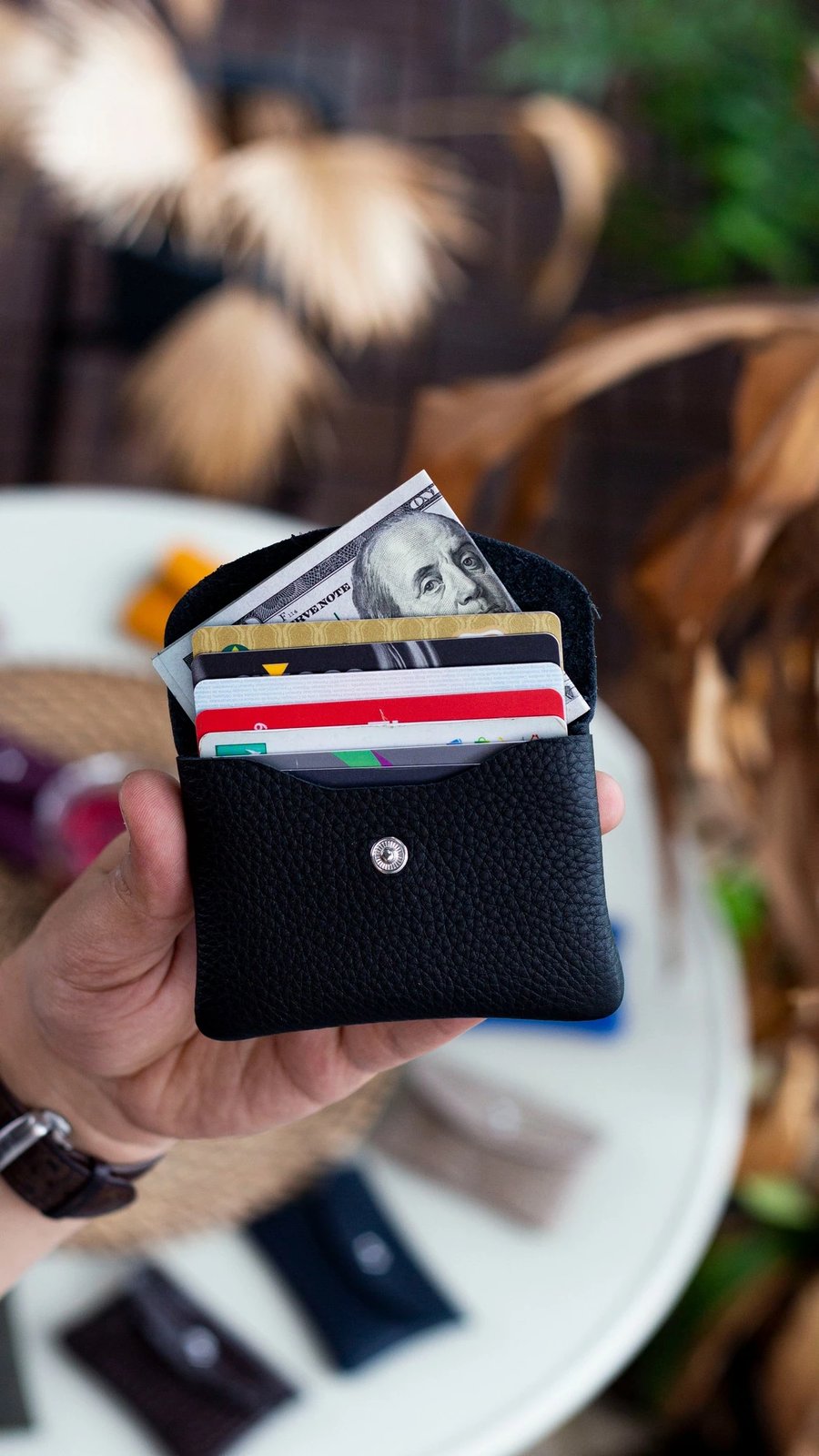 Mbajtës kartelash prej lëkure, Zoozie Bags, Murcia, i zi v2