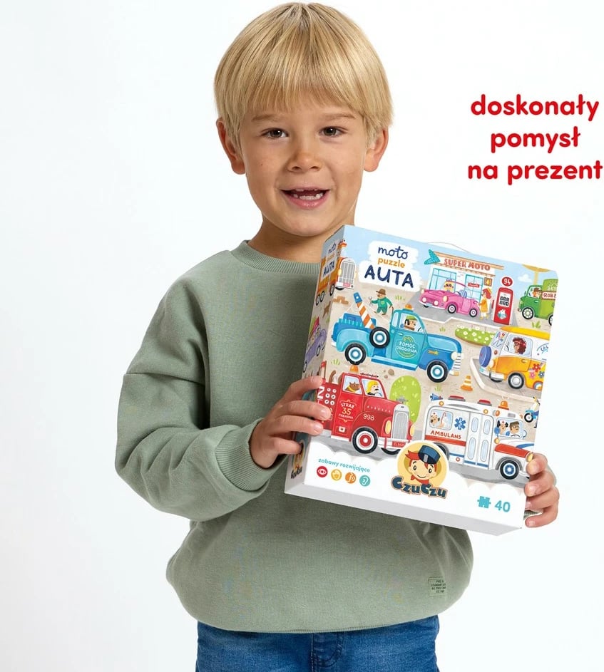 Puzzle për fëmijë CzuCzu Moto Puzzle Cars, 40 pjesë, shumëngjyrëshe