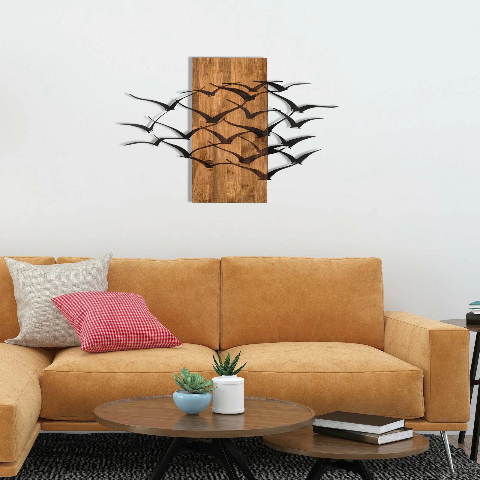 Aksesor dekorativ muri prej druri, Wallity, Migration, ngjyrë e zezë dhe arre, 86x58cm