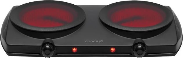 Shporet elektrik me dy pllaka, Concept VE3060, 2500 W, pllaka qeramike 19.2 cm, rregullim temperature, i zi