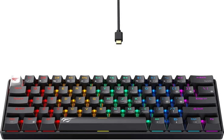 Tastierë mekanike Havit KB903L me kabllo, 61 taste, RGB, e zezë