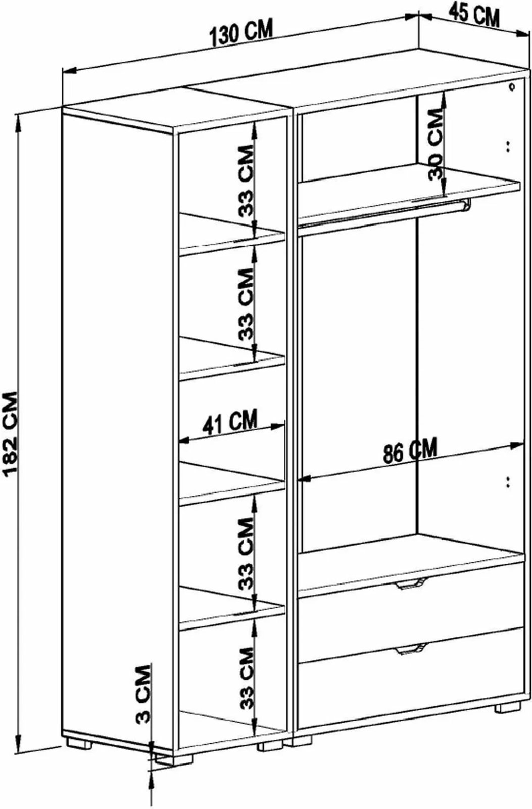 Dollap Skye Decor, i bardhë, Duru 1600-020