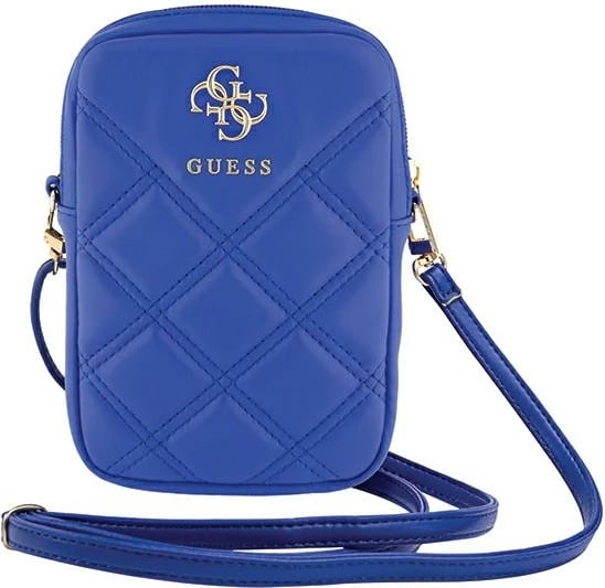 Mbështjellës për celular Guess Zip Quilted 4G, lëkurë artificiale, kaltër