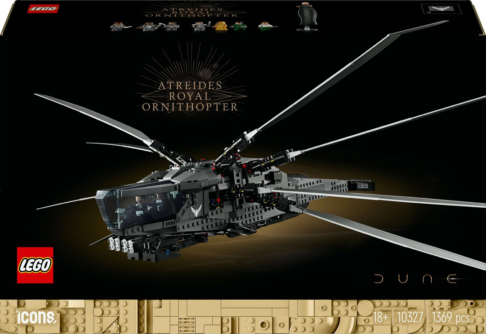 Set ndërtimi LEGO Dune Atreides Royal Ornithopter 1369 pjesë, multingjyrësh