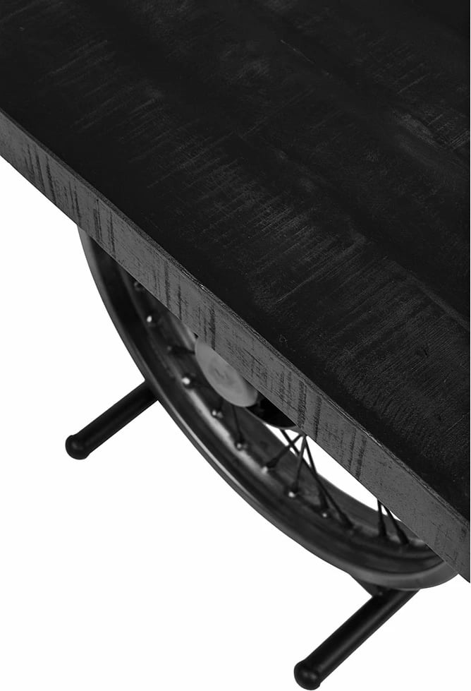 Tavolinë anësore Wheel, ngjyrë e zezë-argjend, 61x36x56