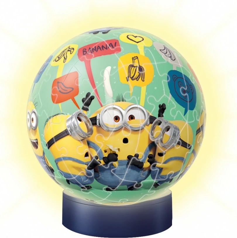 Puzzle 3D Minions Ravensburger 11180, me ndriçim LED, plastikë, 74 pjesë
