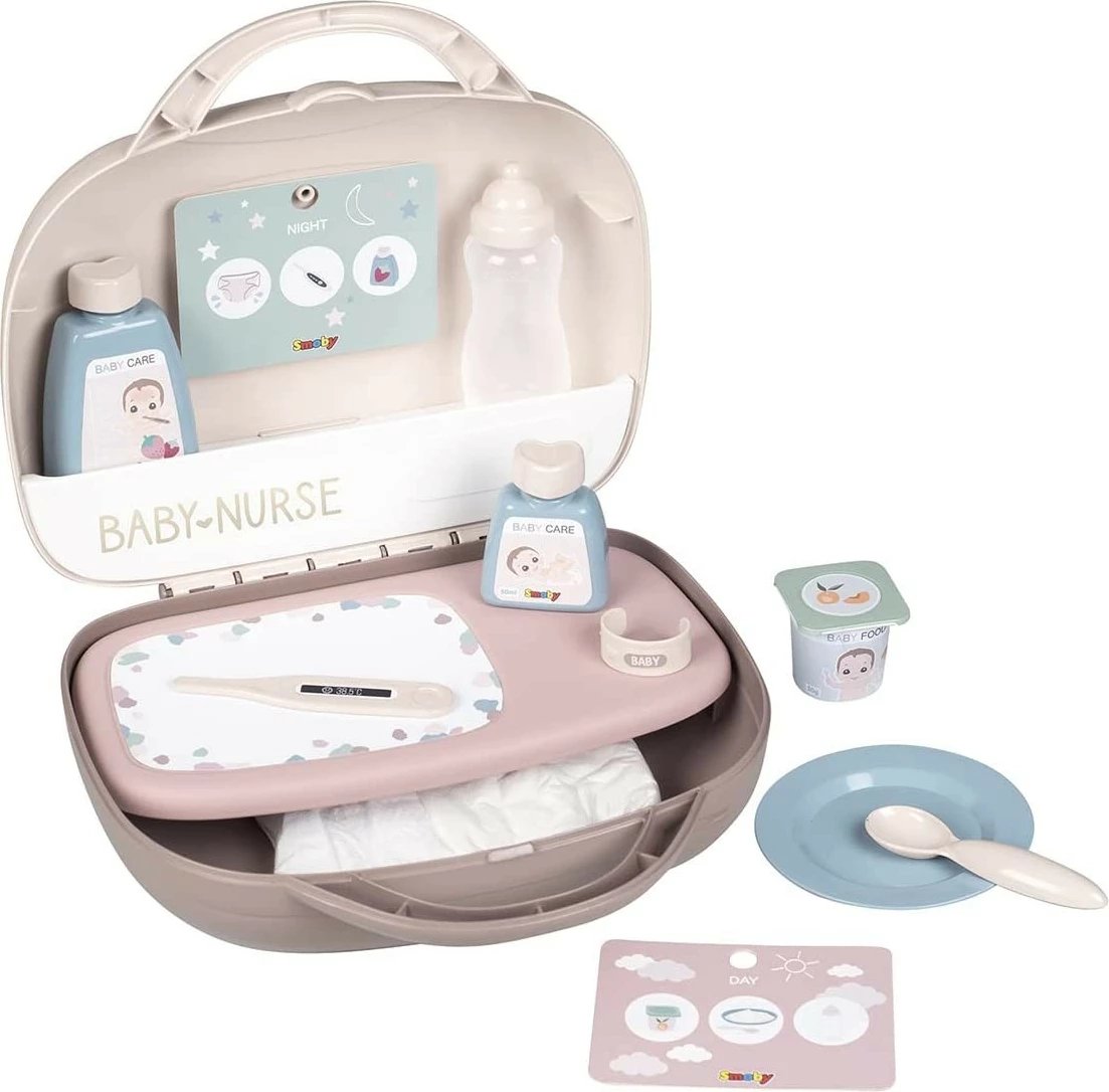 Set aksesorësh Baby Nurse Smoby 7600220367, për kujdesin e kukullave, shumëngjyrësh, 12 pjesë