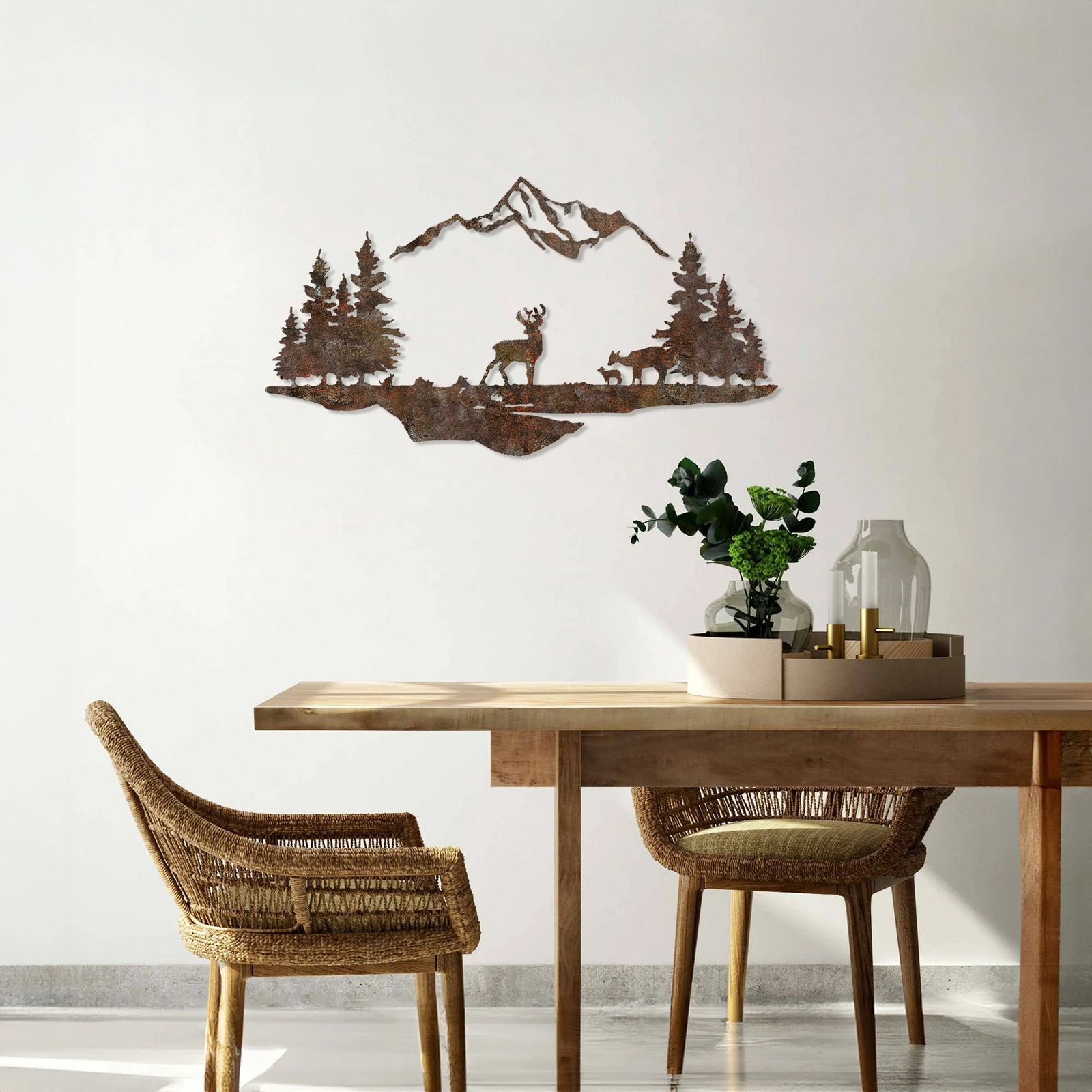 Aksesor dekorativ metalik për mur, peizazh me ngjyrë të vjetër, Wallity, Rusty Landscape 1