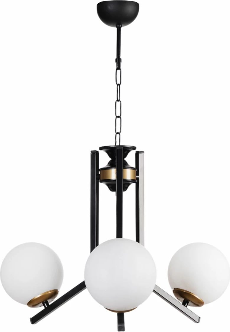 Llambë tavani Opviq, 8988-3, metal dhe xham, e bardhë dhe e zezë