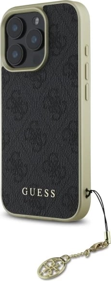 Mbështjellës Guess 4G Charms Collection për iPhone 16 Pro, i zi