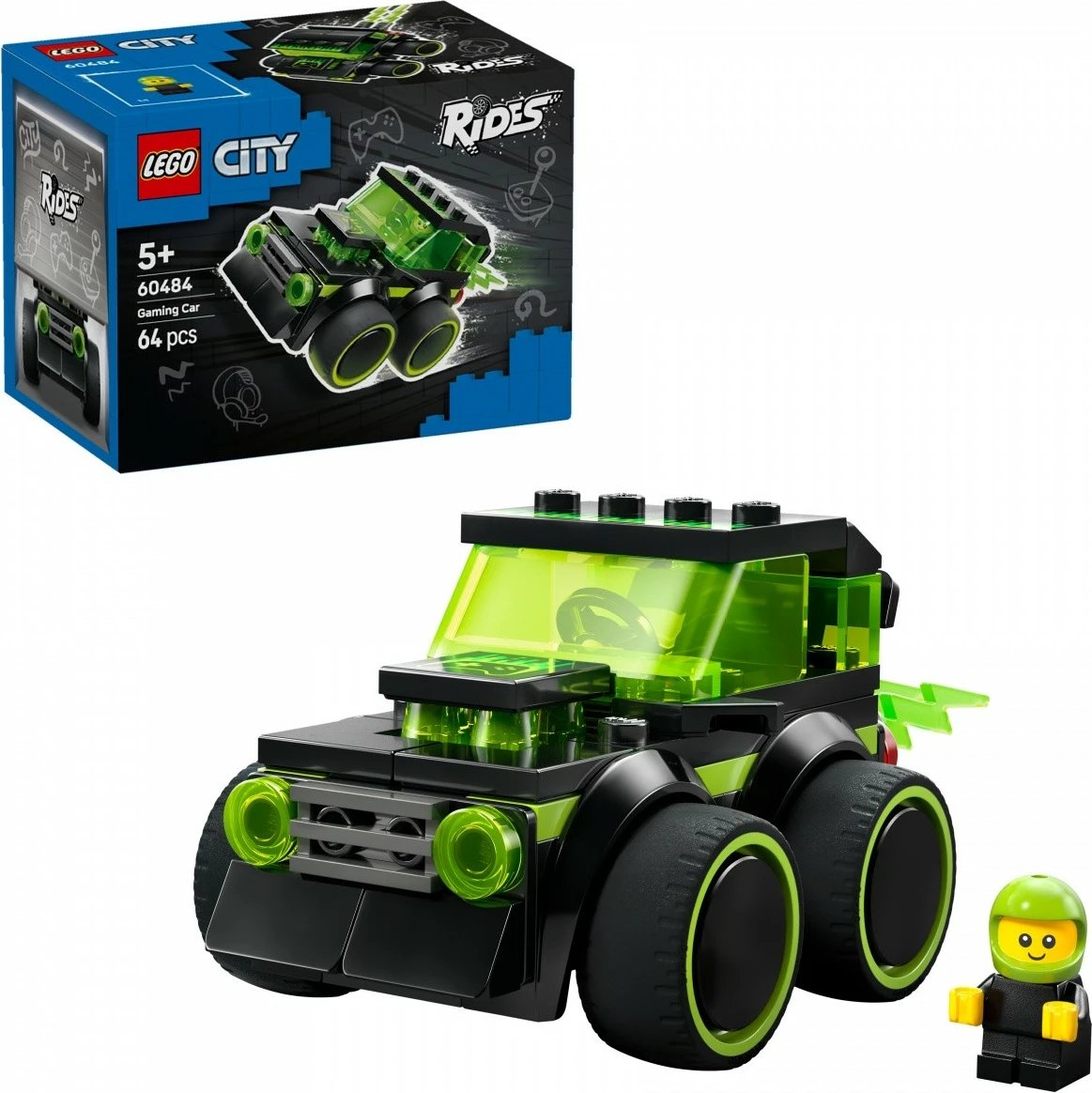 Set ndërtimi, LEGO City, 60484 Gaming Racer, 64 pjesë, set i vogël, gjelbër/zezë