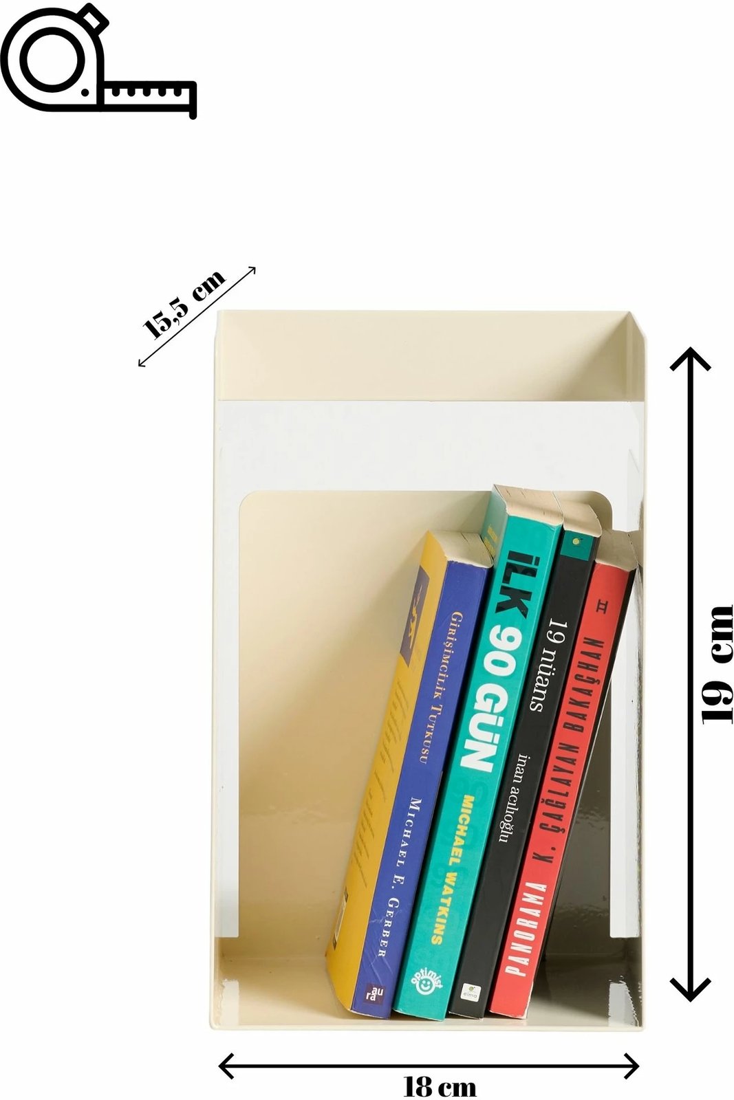 Mbajtës librash Skye Decor, formë kube, ngjyrë krem Mbajtës librash Skye Decor, formë kube, ngjyrë krem