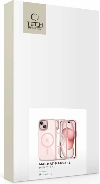Mbështjellës Tech-Protect MagMat MagSafe për iPhone 15, Transparent Rozë