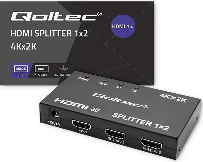 Splitter HDMI aktiv Qoltec 51796, 2 x HDMI, 4K x 2K, i zi