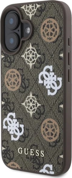 Mbështjellës Guess Peony On 4G Background MagSafe për iPhone 16, Kafe