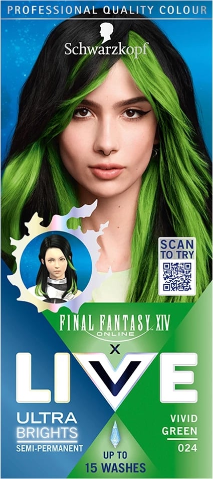 Ngjyrë për flokë për femra Schwarzkopf Live Ultra Brights X Final Fantasy XIV Online 024 Vivid Green, 1 copë