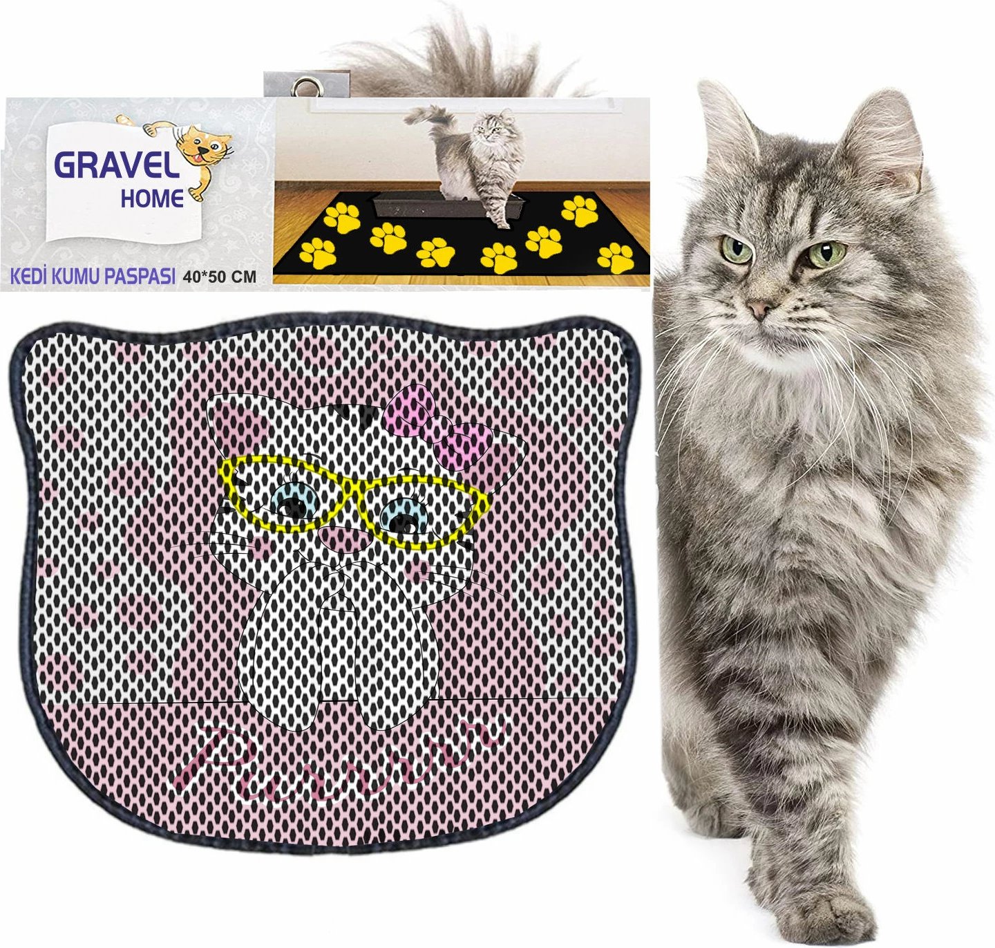 Tapet për rërë maceje, shumëngjyrësh, Paws & Whiskers, Kdkafa0219, 40x50cm