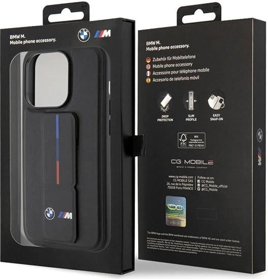 Mbështjellës BMW Grip Hot Stamp për iPhone 15 Pro Max, i zi