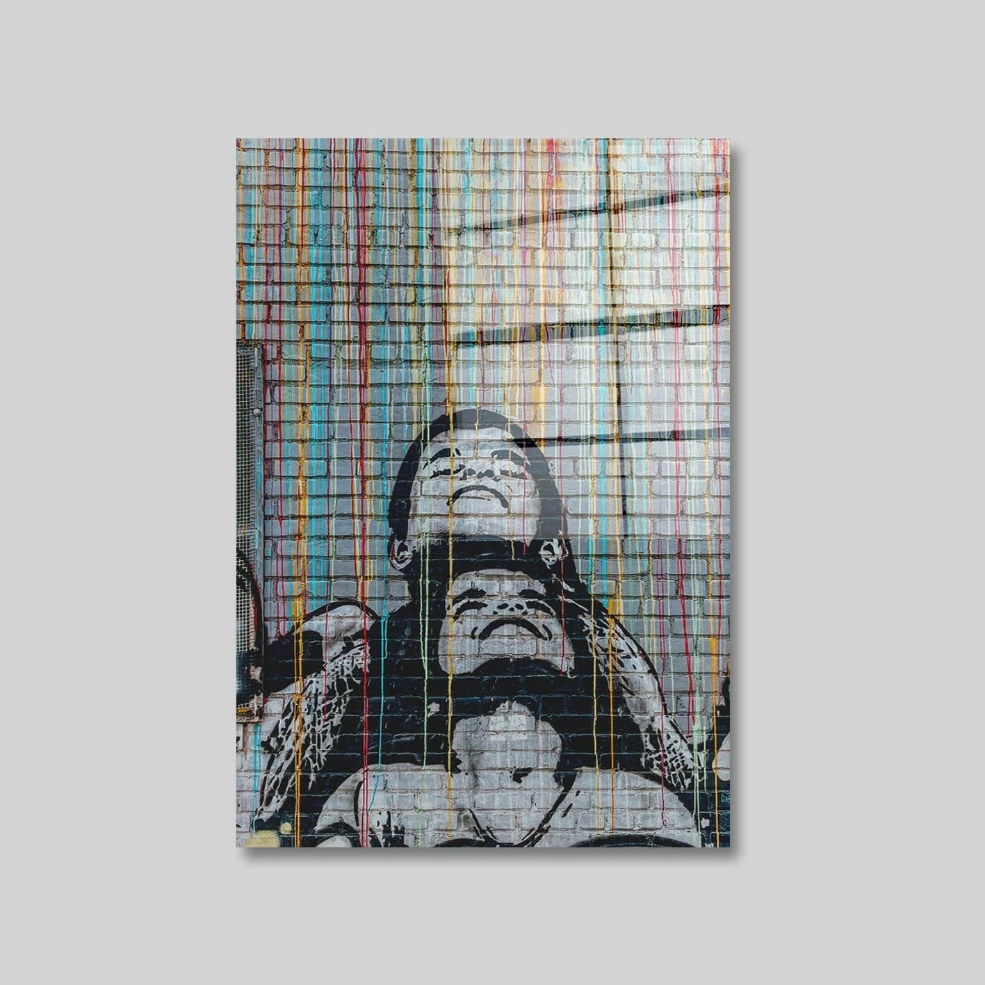 Pikturë dekorative prej xhami të temperuar, Banksy, shumëngjyrëshe, 45x65cm