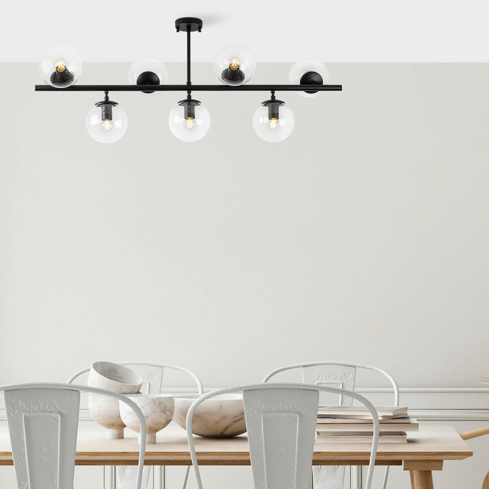 Llambadar i zi modern Opviq Fazli, 7 copa, 113x40x46cm