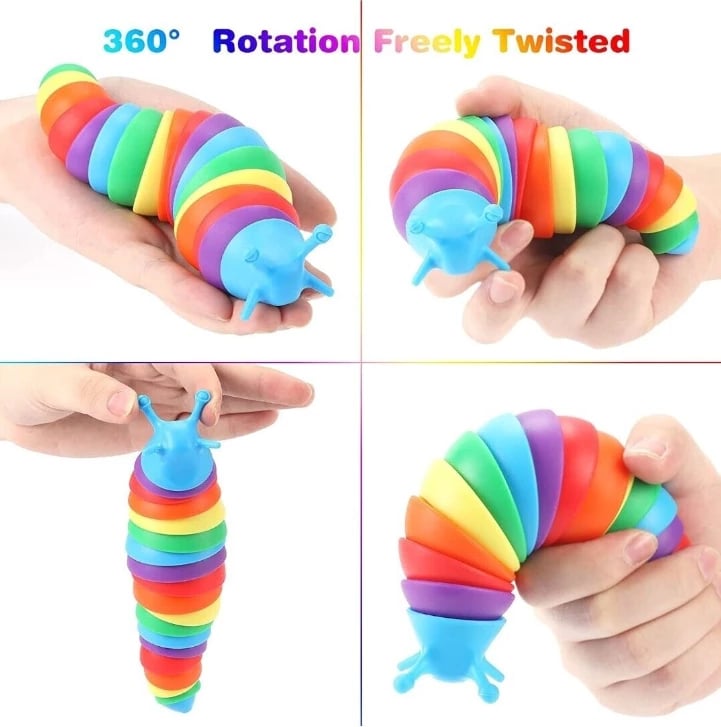 Lodër për fëmijë Fun Kids 3D Rainbow Fidget Slug, shumëngjyrëshe