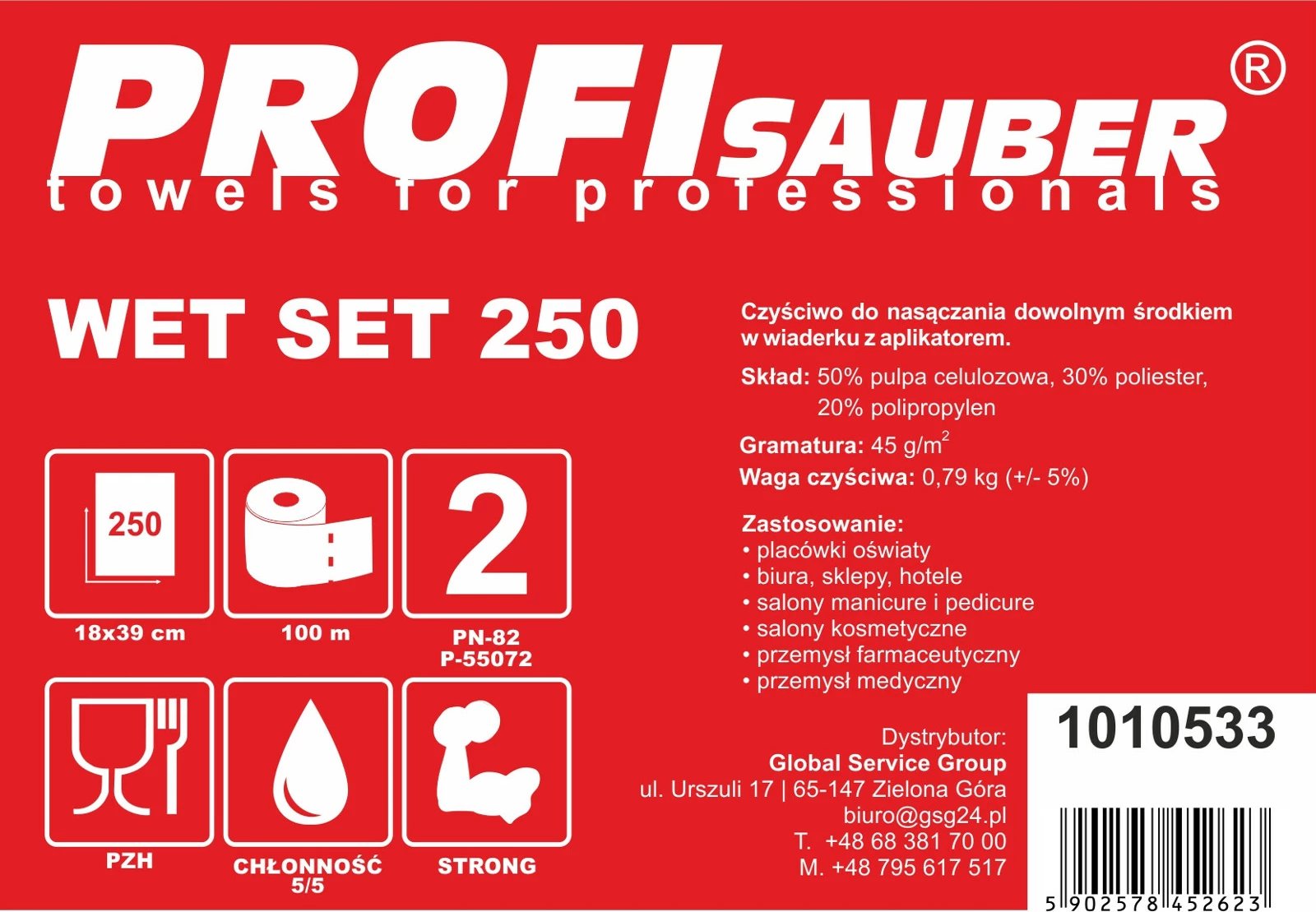 Set letrash të lagura Profi Sauber WET SET 250 me kovë dhe dozator, 256 copë