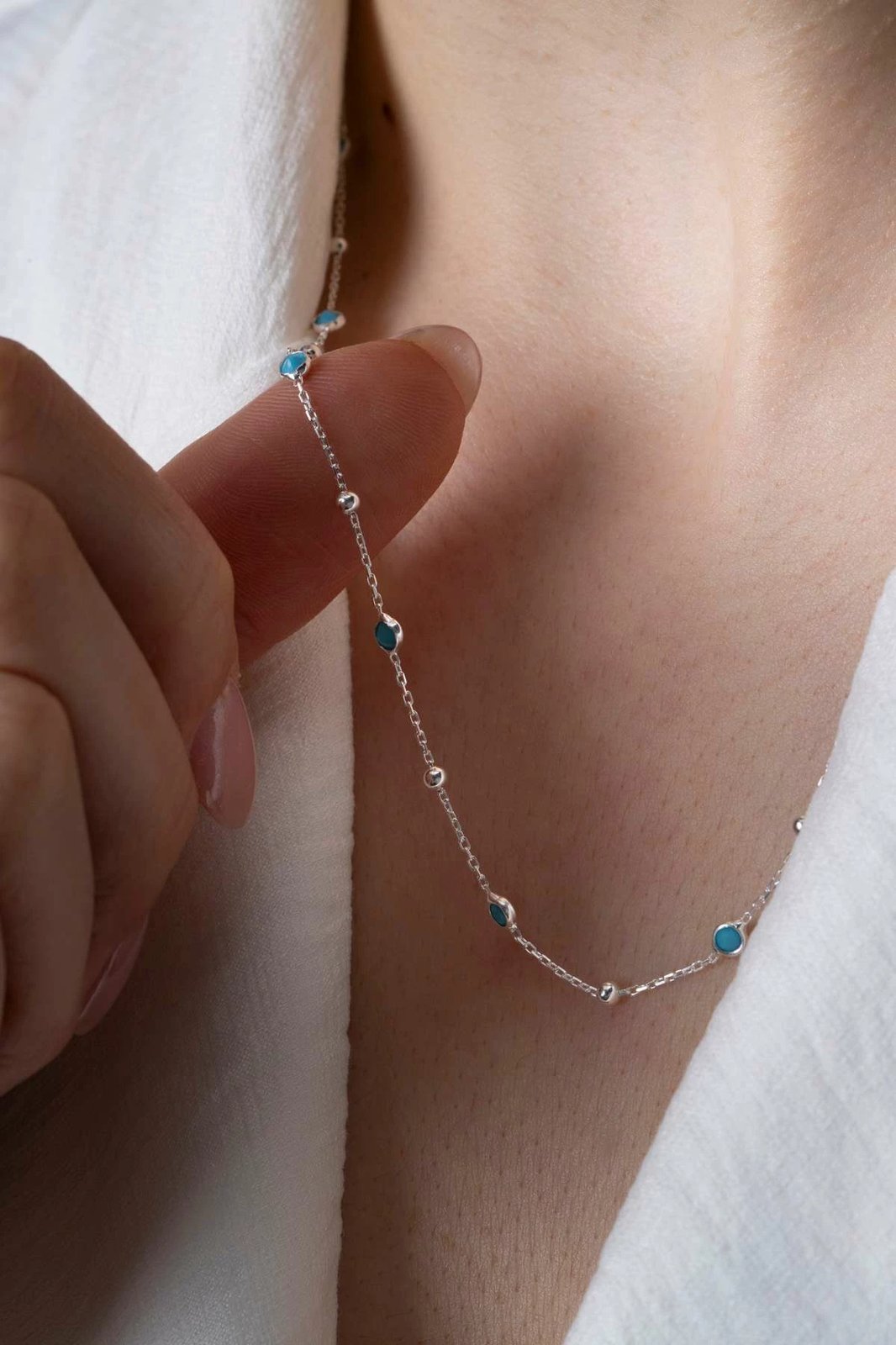 Qafore argjendi me gurë të kaltër Jumeon, TFNY65231