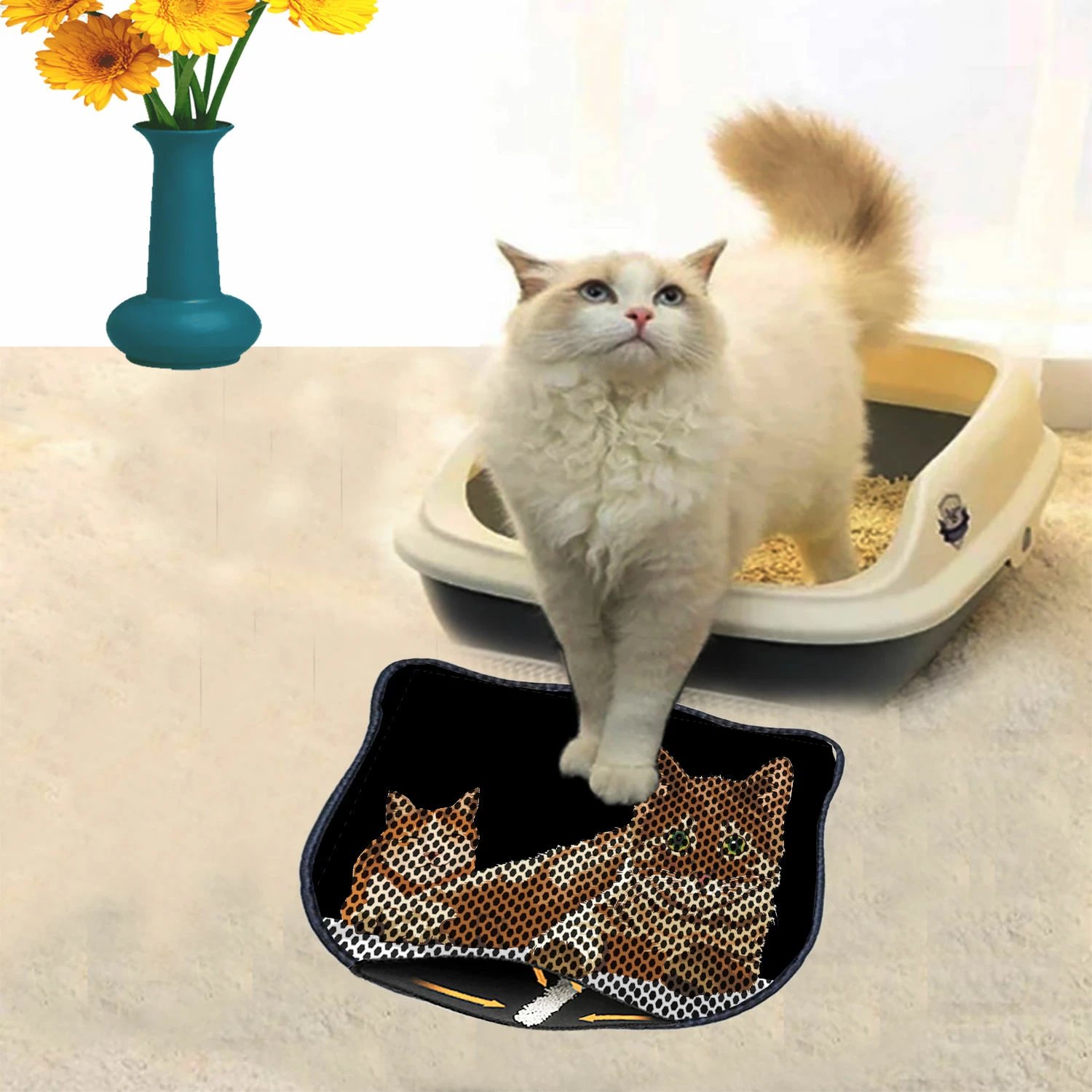Tapet për rërë mace, shumëngjyrësh, Paws & Whiskers, Kdkafa0012