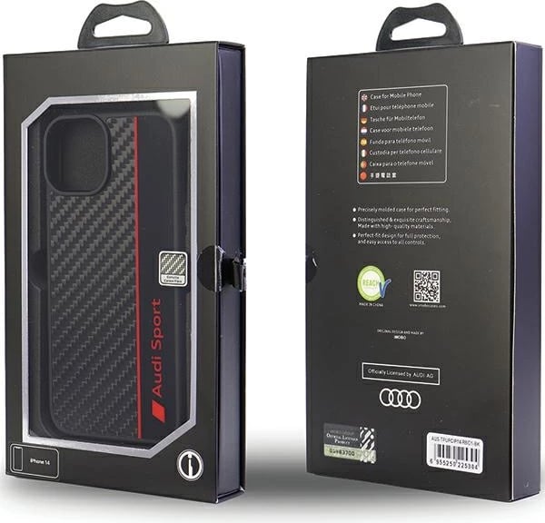 Mbështjellës Audi Carbon Fiber Stripe për iPhone 14 6.1", i zi
