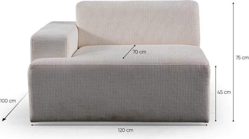 Kënd-sofë Melva, e bardhë, Atelier del Sofa (L1,5 + O1 + C + O2 + Chl Djathtas + Stol)