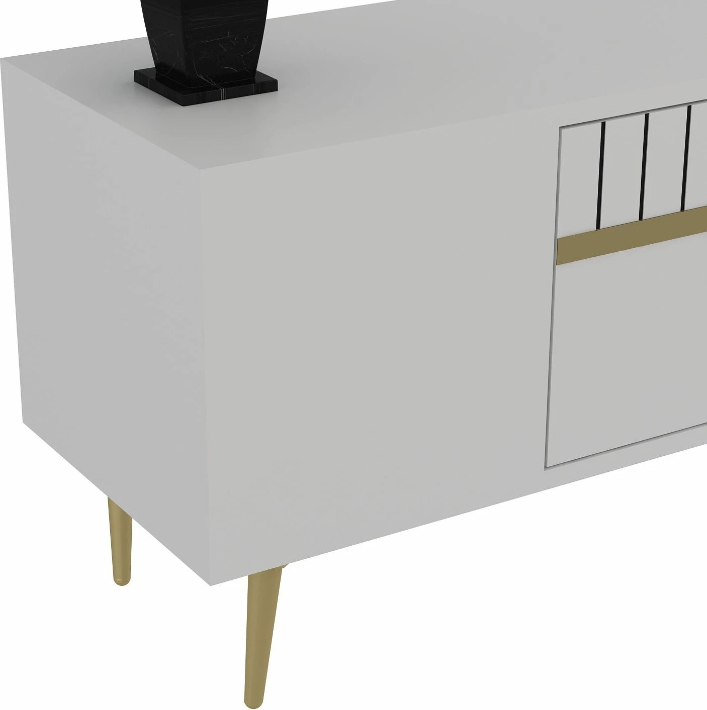 Komodë TV, ngjyrë e bardhë dhe ari, Skye Decor, Dekolp1