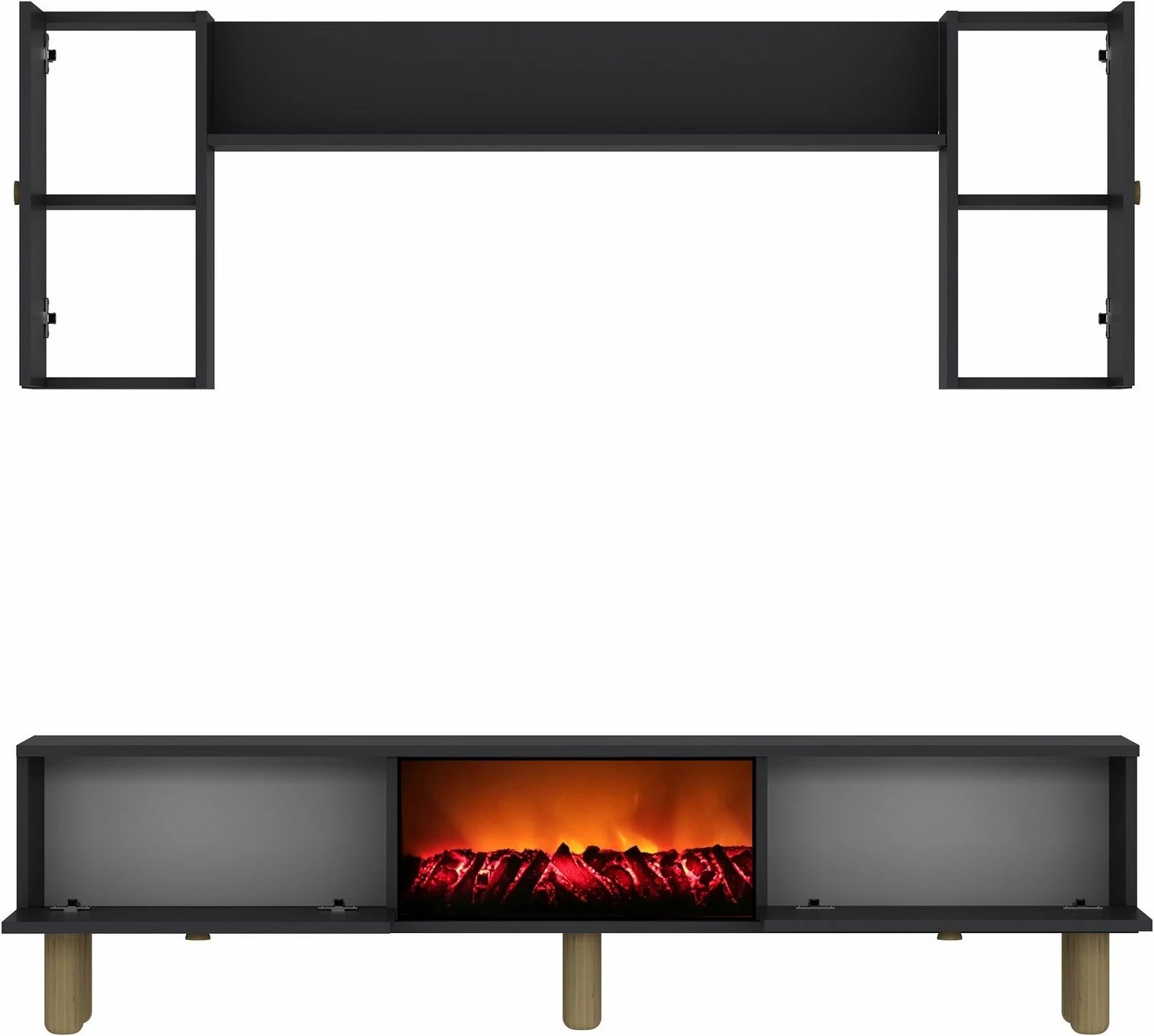 Njësi TV Skye Decor, oxhak dekorativ Polen Bohem, ngjyrë antracit