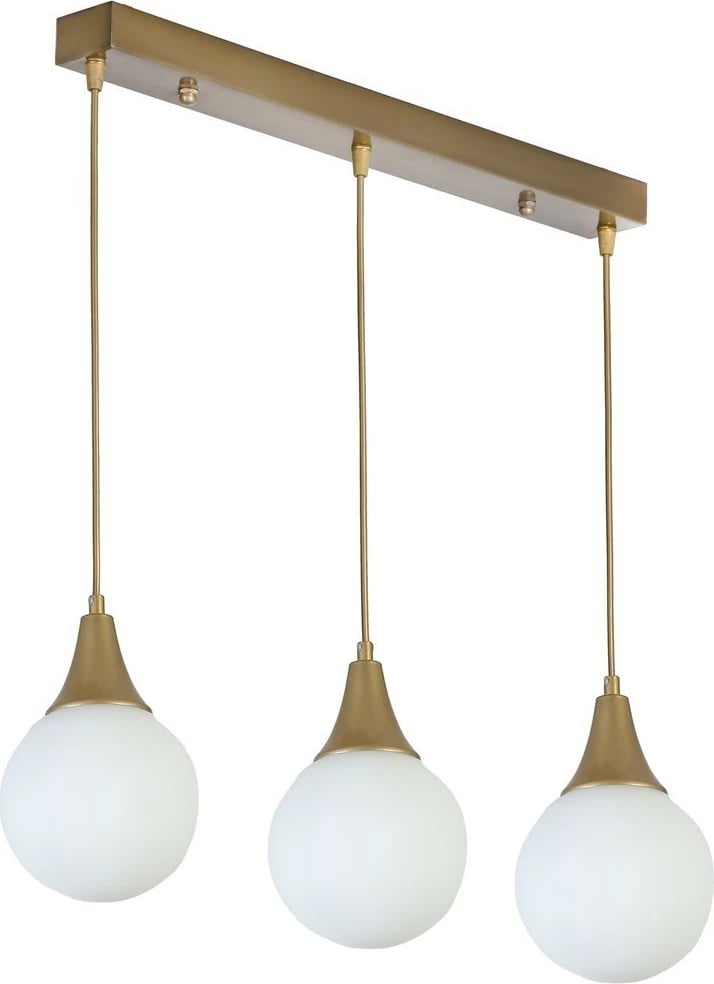 Llambë tavani Opviq Afra, 3 vendesh, metal i artë dhe xham i bardhë Llambë tavani Opviq Afra, 3 vendesh, metal i artë dhe xham i bardhë