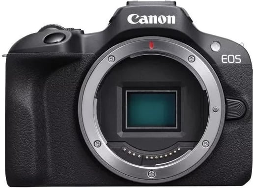 Kamerë pa pasqyrë Canon EOS R100 me dy lente RF-S 18-45mm dhe RF 75-300mm, e zezë