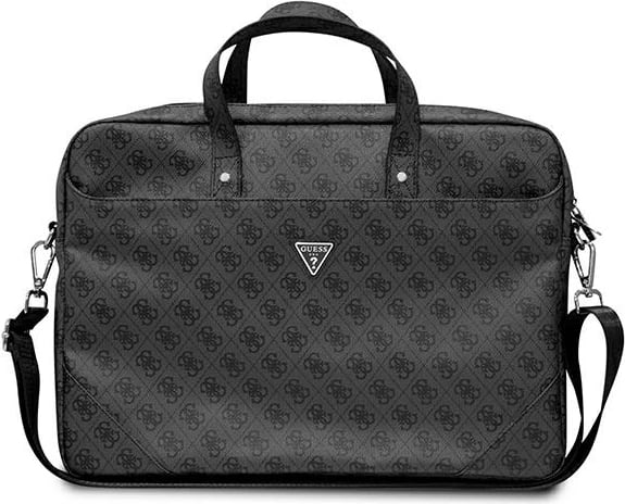 Çantë laptopi Guess Saffiano 4G Triangle Logo, për 16 inç, e zezë