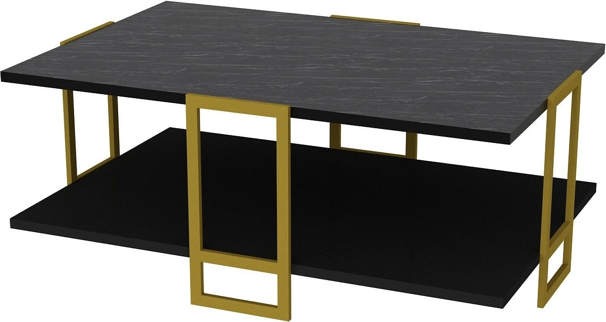 Tavolinë kafeje Hanah Home, Polka, e zezë dhe ari