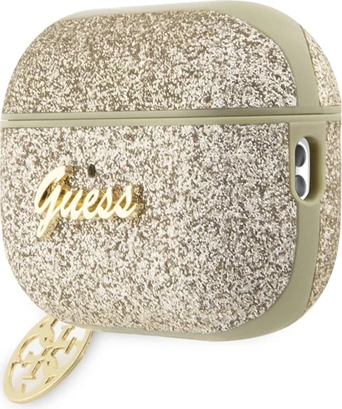 Mbështjellës Guess 4G Glitter Flake për AirPods Pro 2, me karabinë, Ari