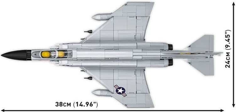 Set blloqesh Cobi Klocki Armed Force F-4 Phantom II, 703 pjesë, gri