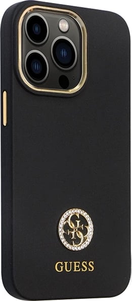 Mbështjellës Guess GUHCP13LM4DGPK për iPhone 13/13 Pro, silikon, Logo 4G, i zi