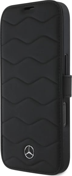 Mbështjellës Mercedes MB Waves për iPhone 16 Pro Max, lëkurë, zi
